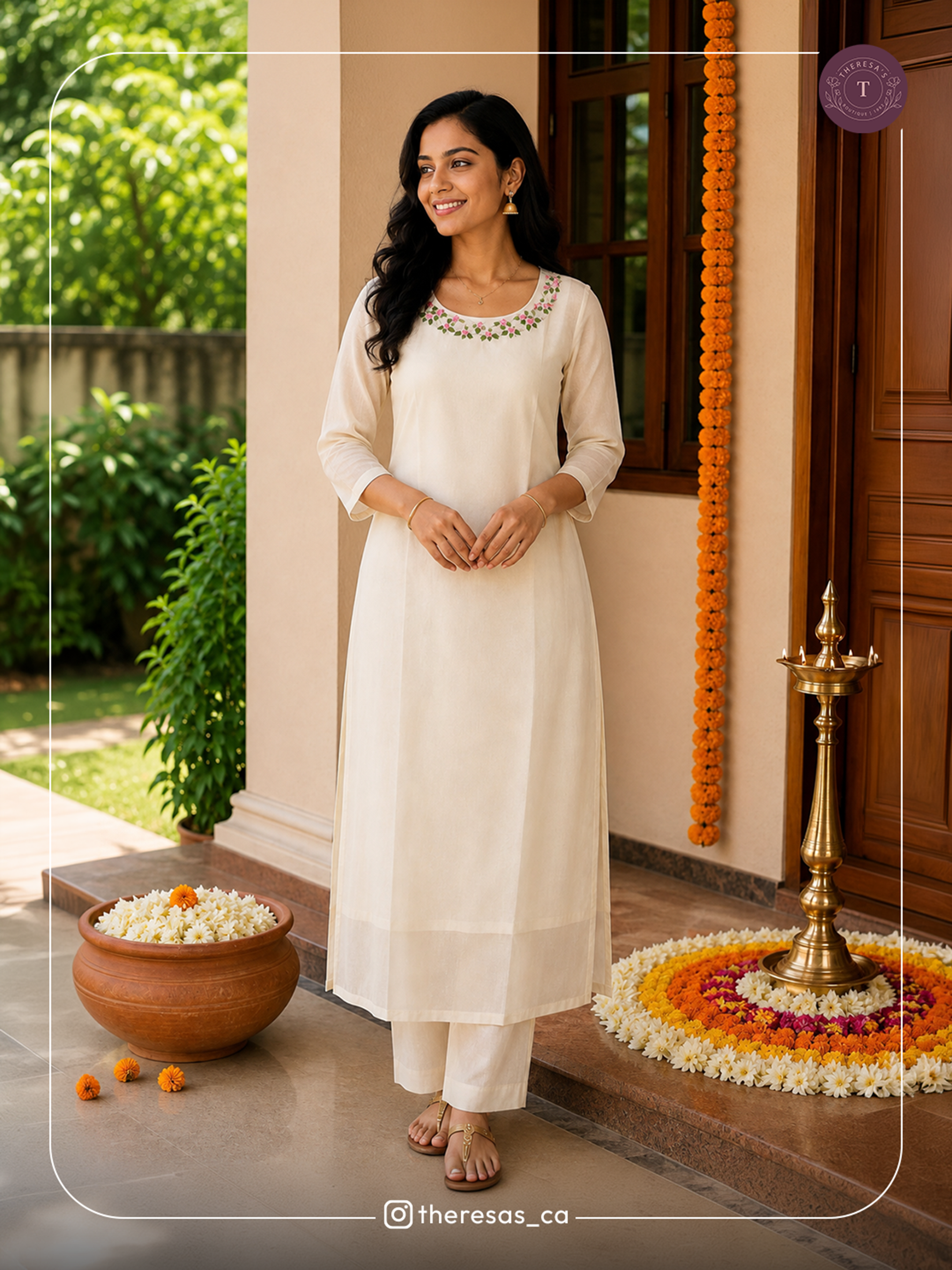 Elegant Cream mul chanderi kurti