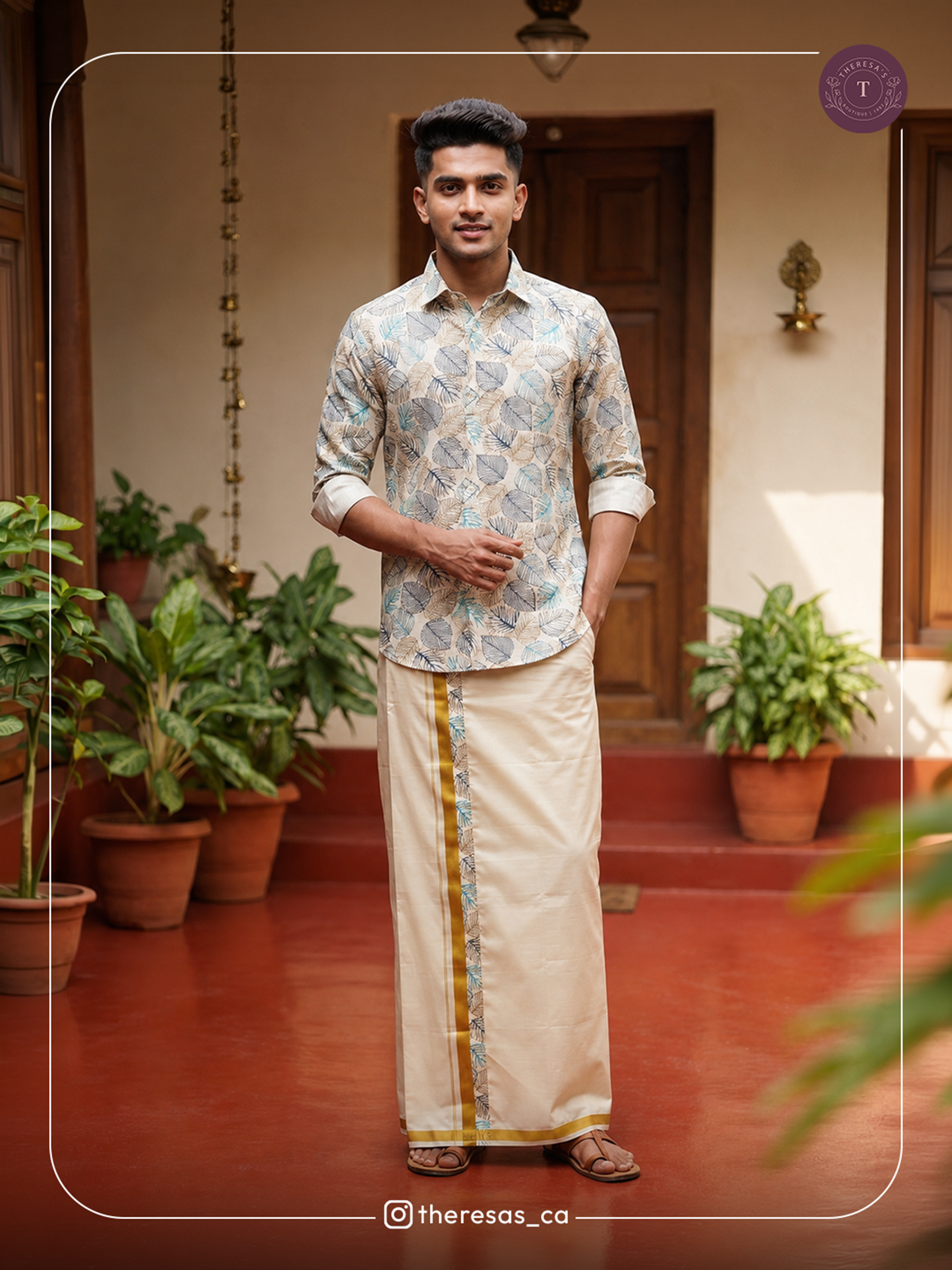 Elegant Contemporary Kerala Shirt & Mundu Set