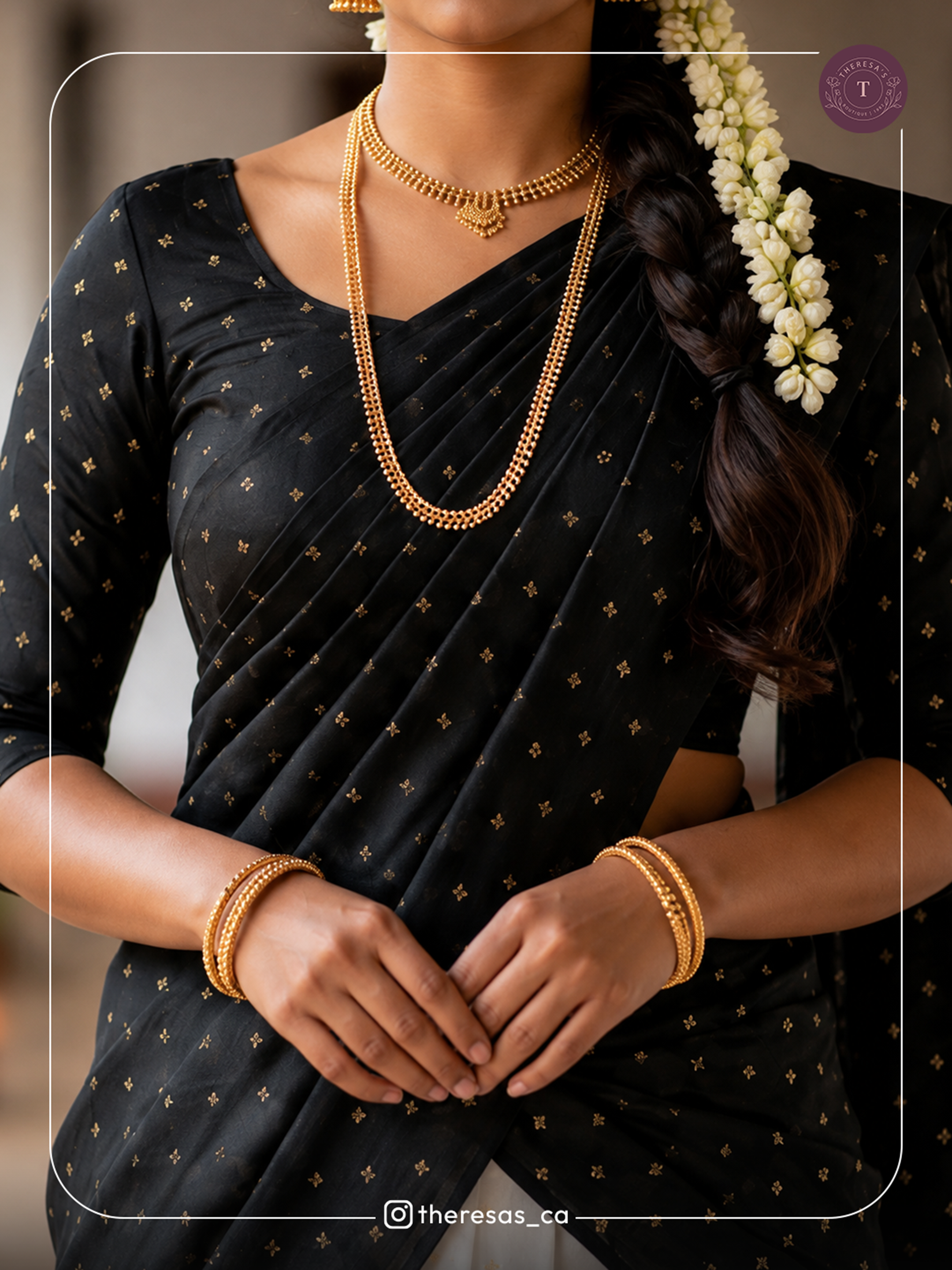 Elegant Black & White Davani (Half-Saree) Set