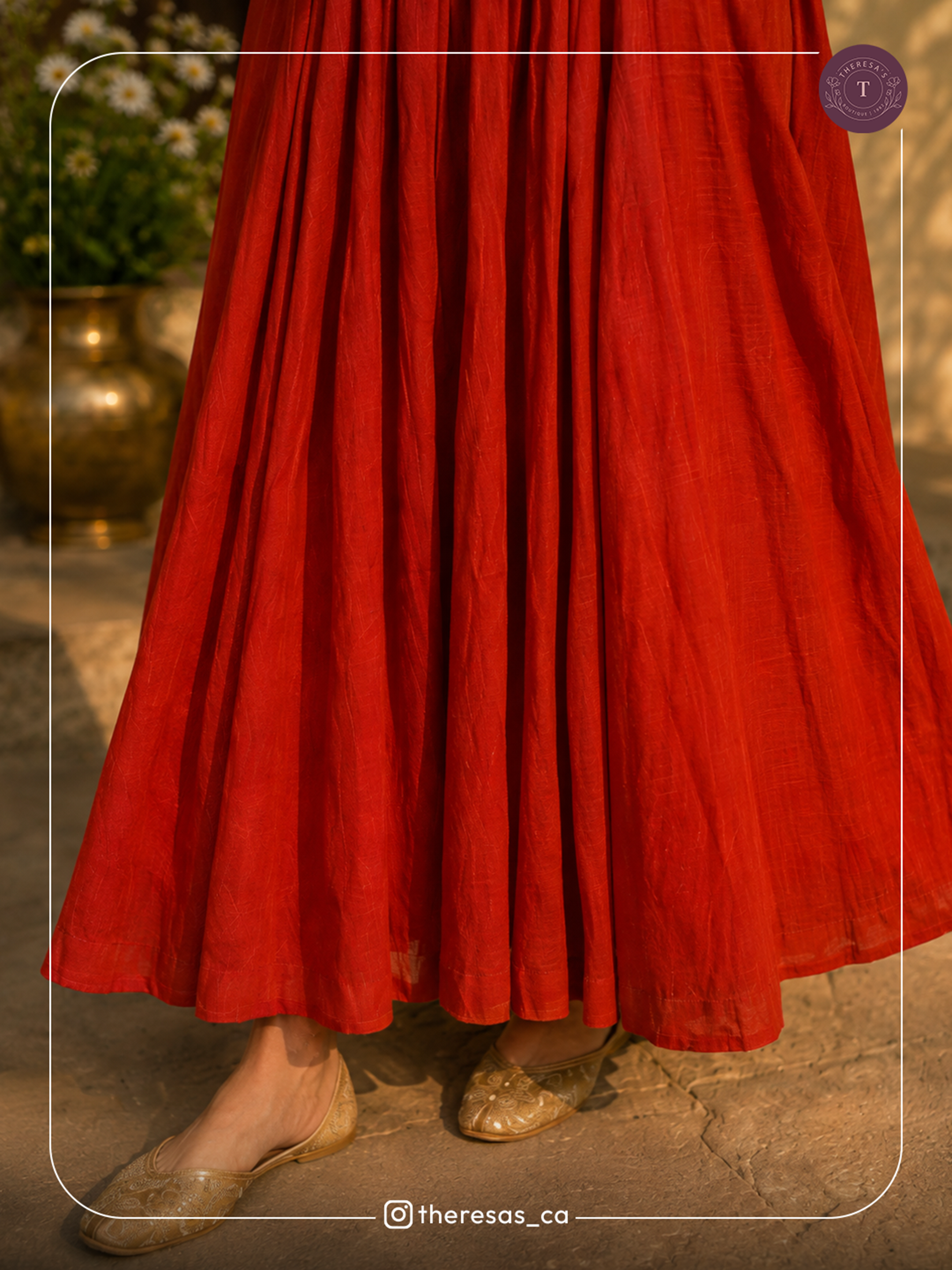 Elegant Red Embroidered Anarkali Kurta