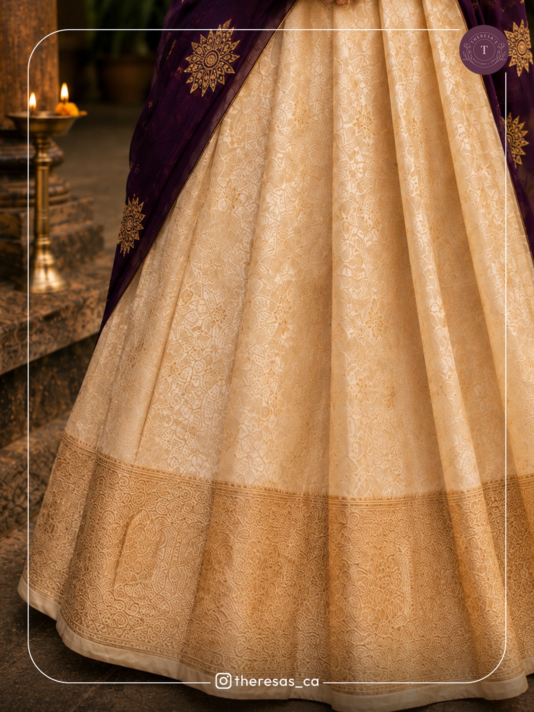 Golden Embroidered Dhavani Set