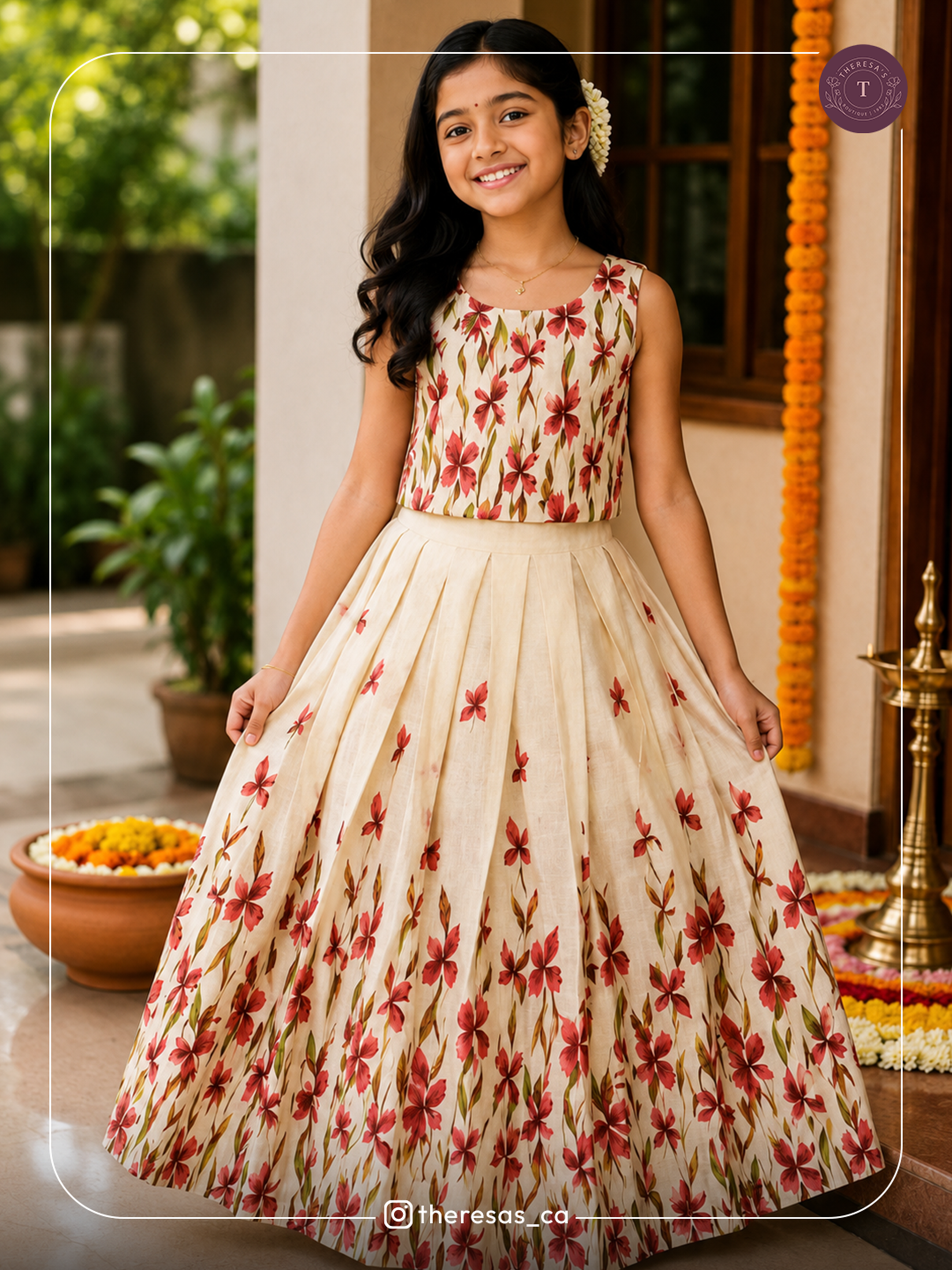 Elegant Floral Festive Girl’s Lehenga