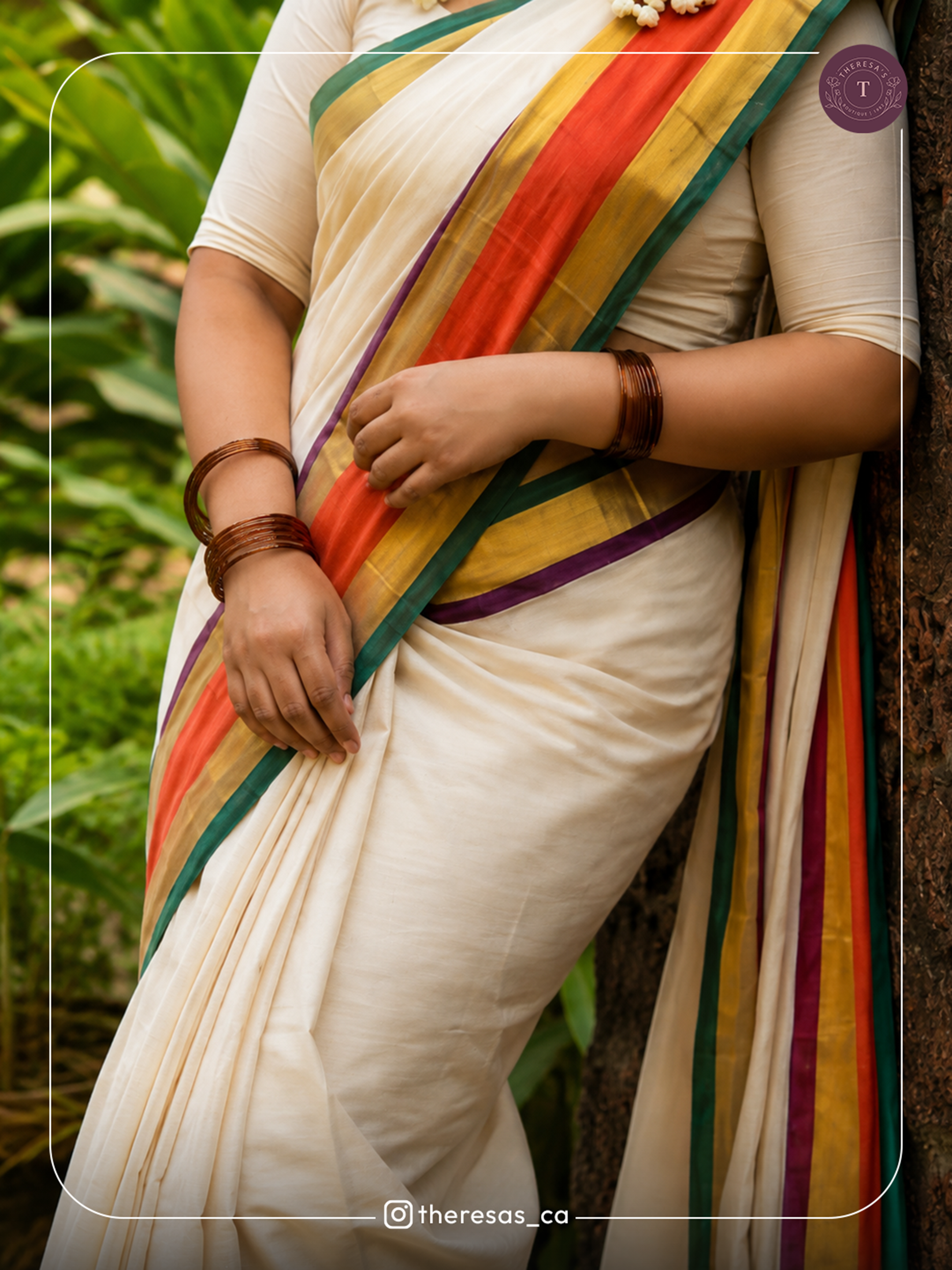 Elegant Kerala Saree with Multicolor Border