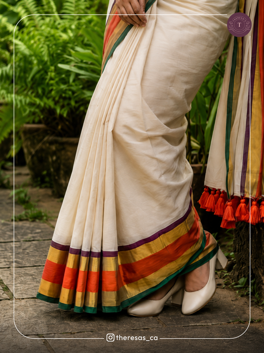 Elegant Kerala Saree with Multicolor Border